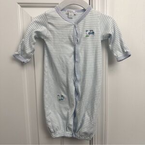 Kissy Kissy Light Blue and White Striped One-Piece Gown NB